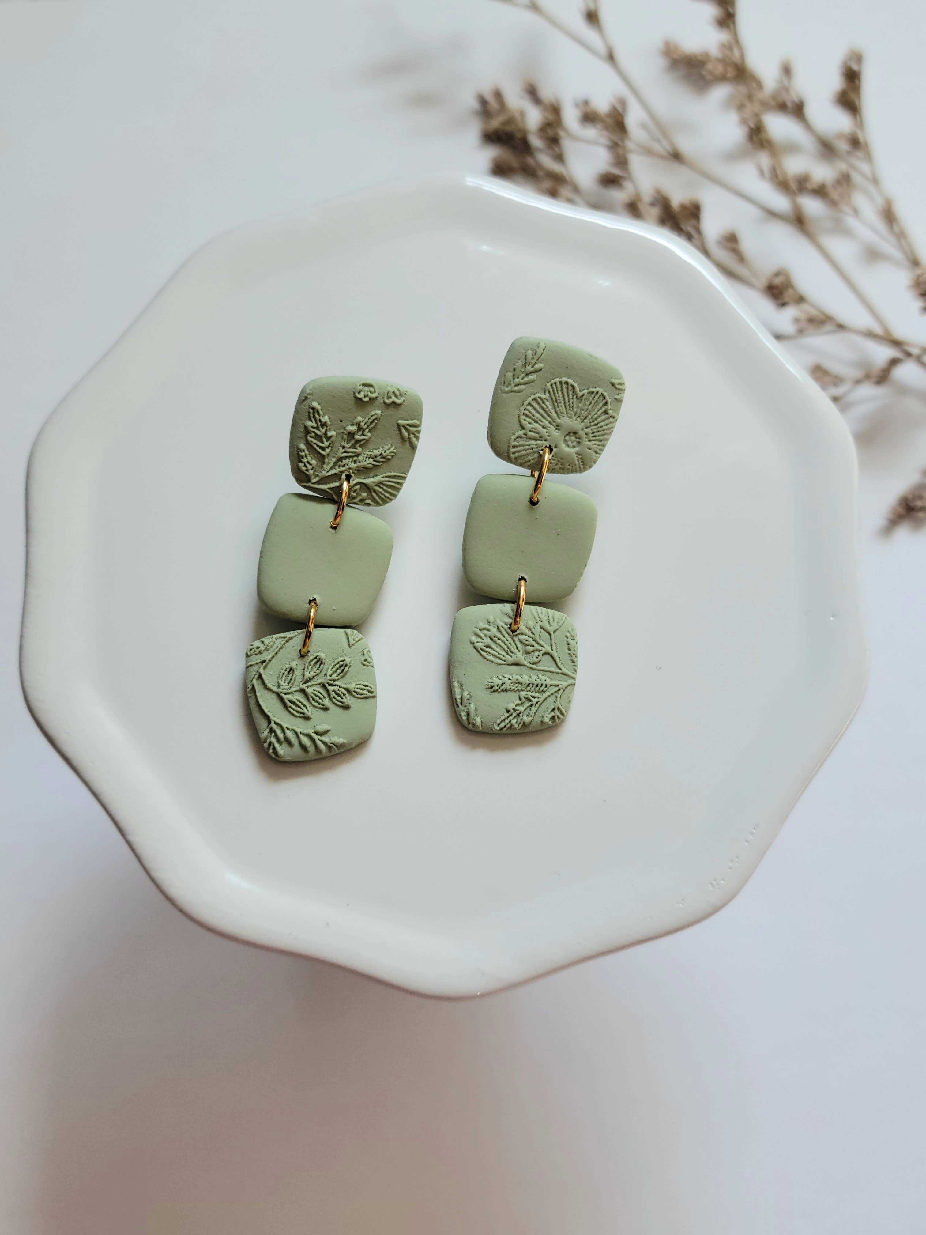 Harper Klay Co - Wholesale Dangle Earrings - The Triple Square Dangles- Polymer Clay Earrings2