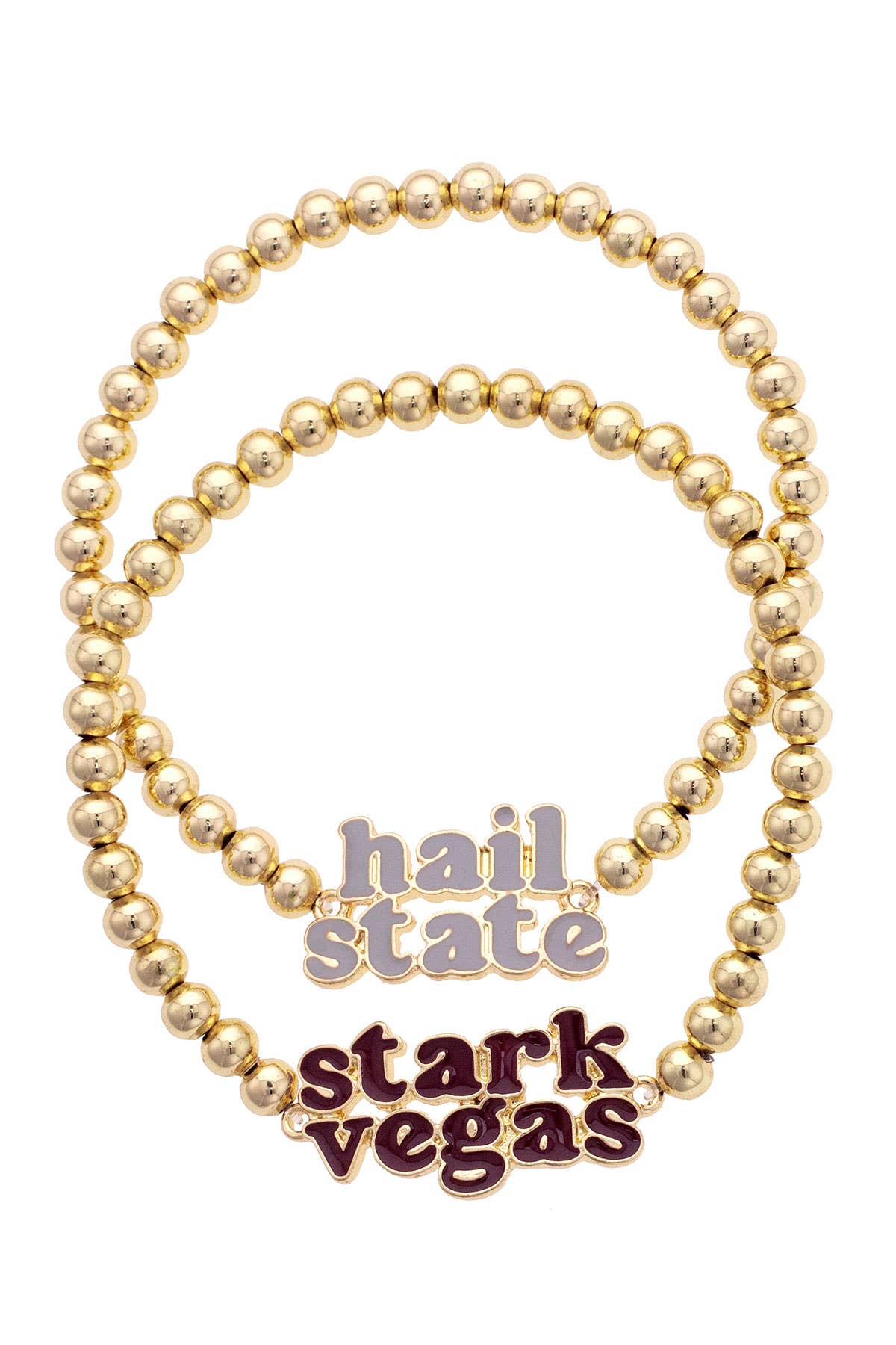 Canvas Style - Wholesale Beaded Bracelet - Mississippi State Bulldogs Slogan Bead Bracelet Set of 20