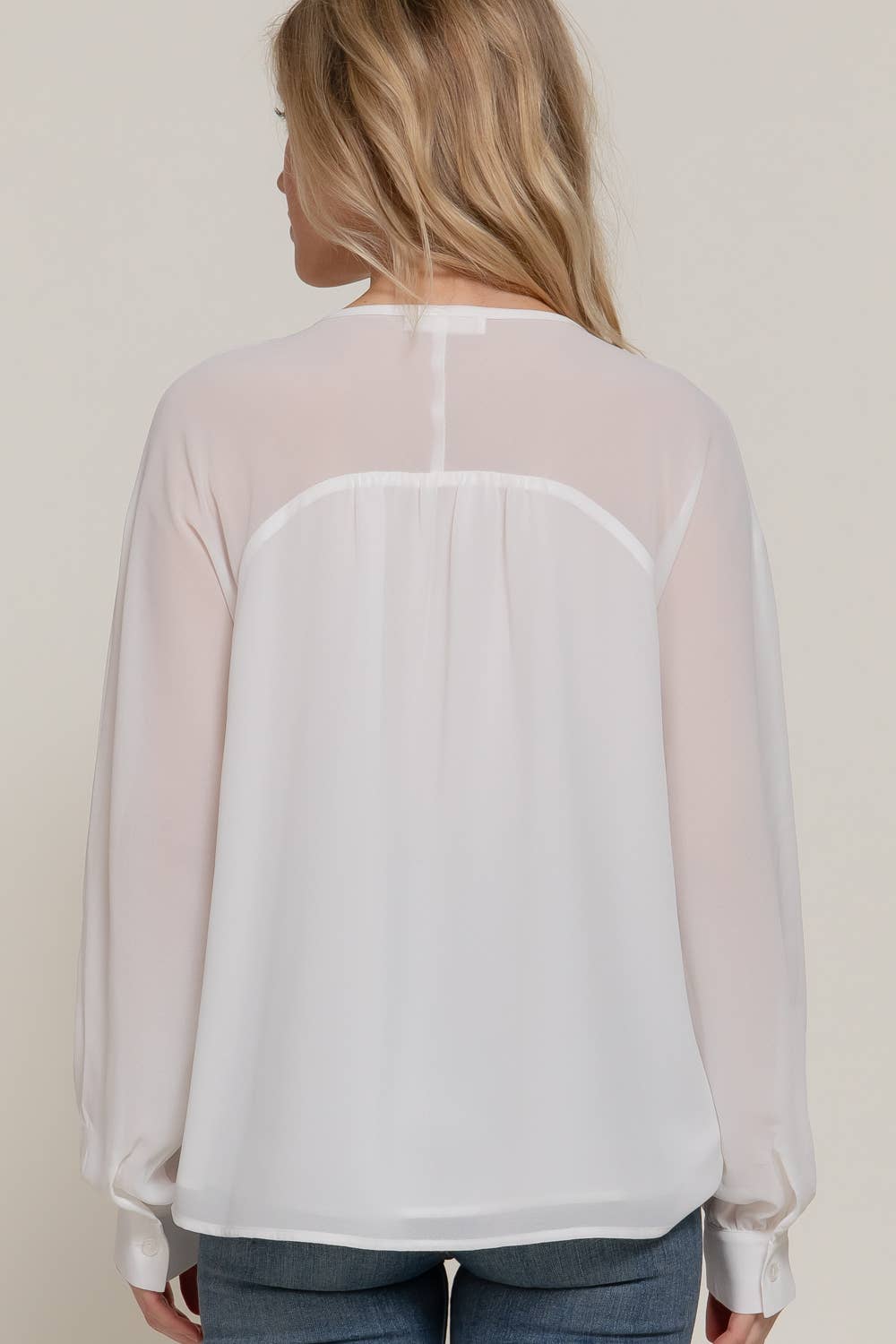 Active Basic | Active USA - Wholesale Blouse - Women's - Long Sleeve Round Neck with Hidden Placket Chiffon Blouse17