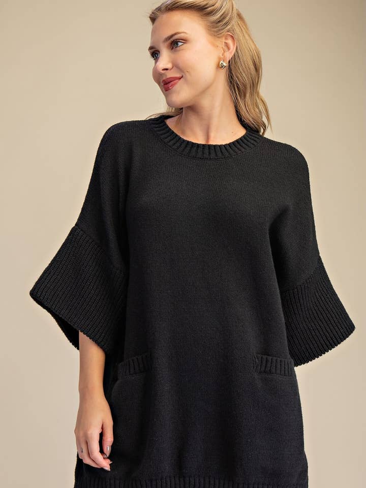 Oversized Pocket Detail Knit Sweater for wholesale by Glam