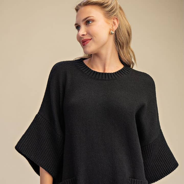 Oversized Pocket Detail Knit Sweater for wholesale by Glam