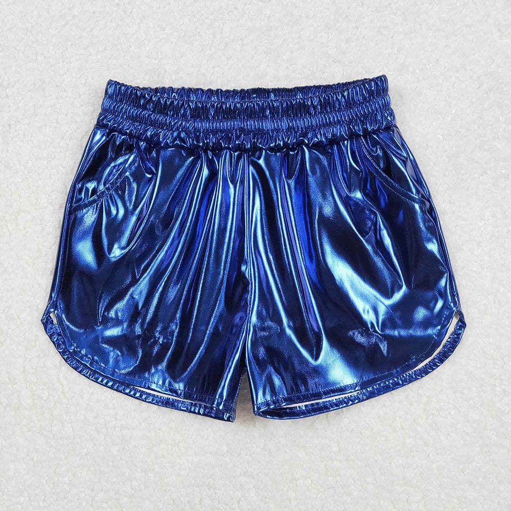 Aier Wholesale - Vente Short – enfant - 8 couleurs shorts en cuir métallisé élastique avec poches pour bébés filles et sœurs2