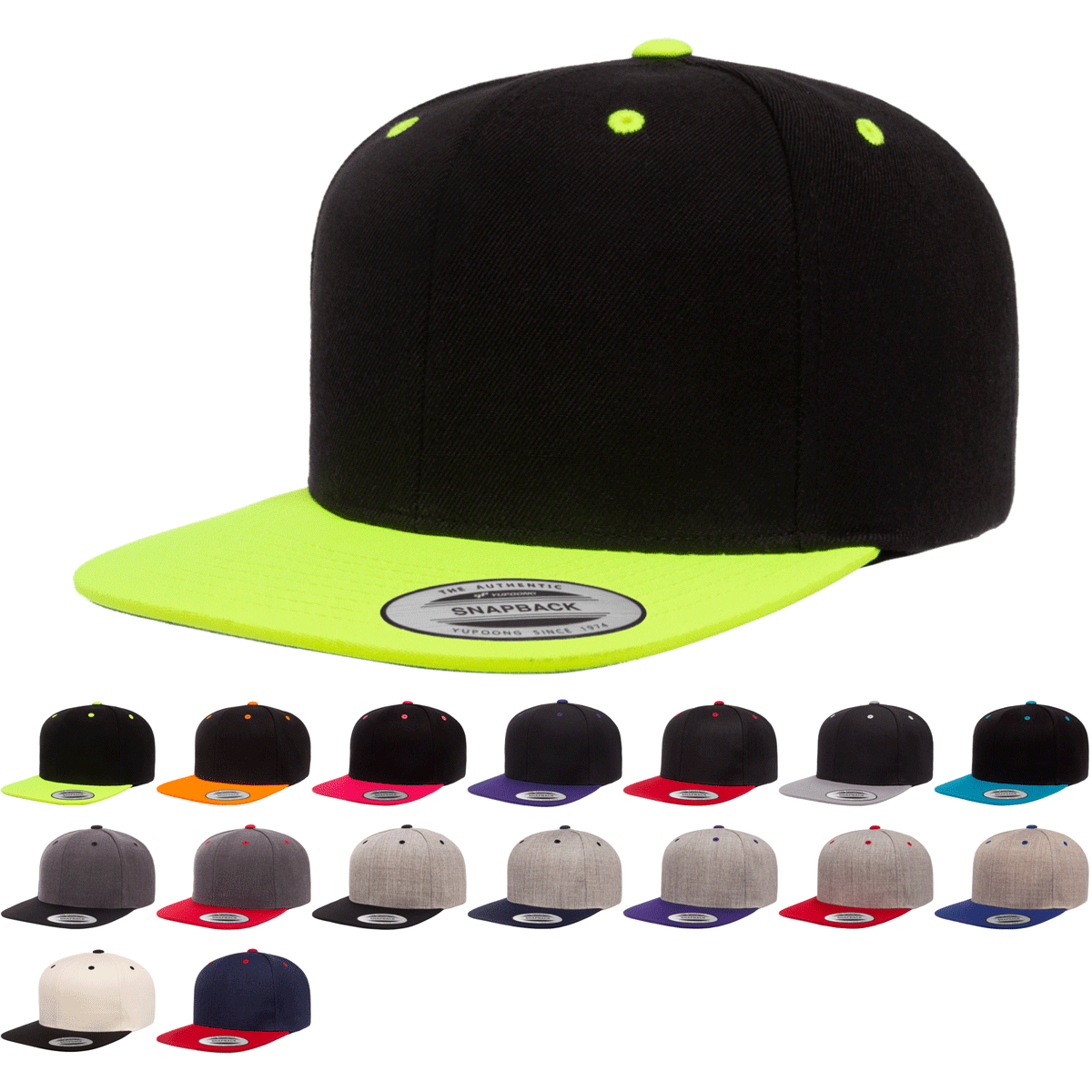 The Park Wholesale - Wholesale Flat Brim Cap - Men's - Yupoong 6089MT Premium Snapback Hat, Flat Bill Cap, 2-Tone Colors - YP Classics®17