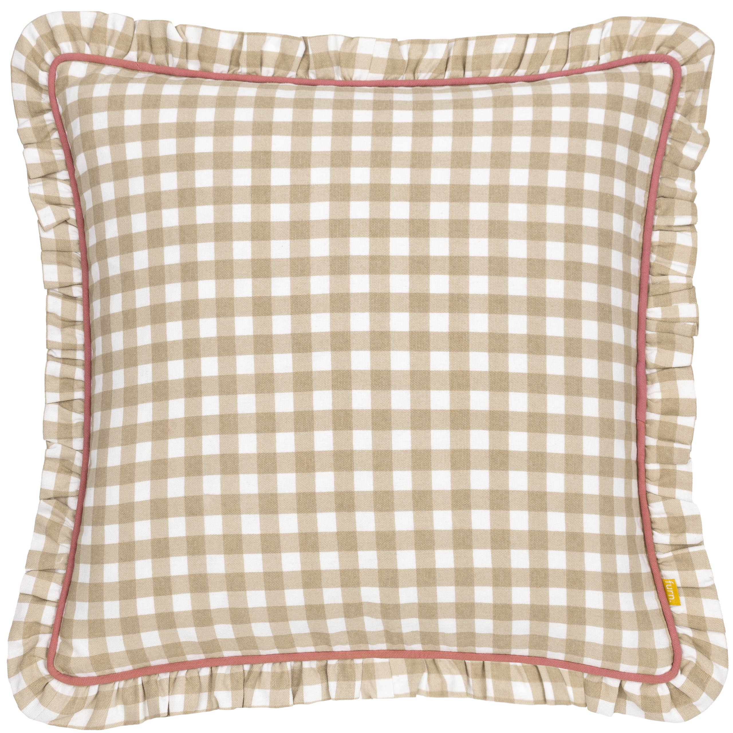 Maude Gingham Reversible Piped Cushion Natural for wholesale on Faire1