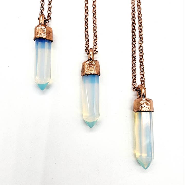 Polished Opalite Point Necklace // Electroformed Jewelry for wholesale by MergingMetals