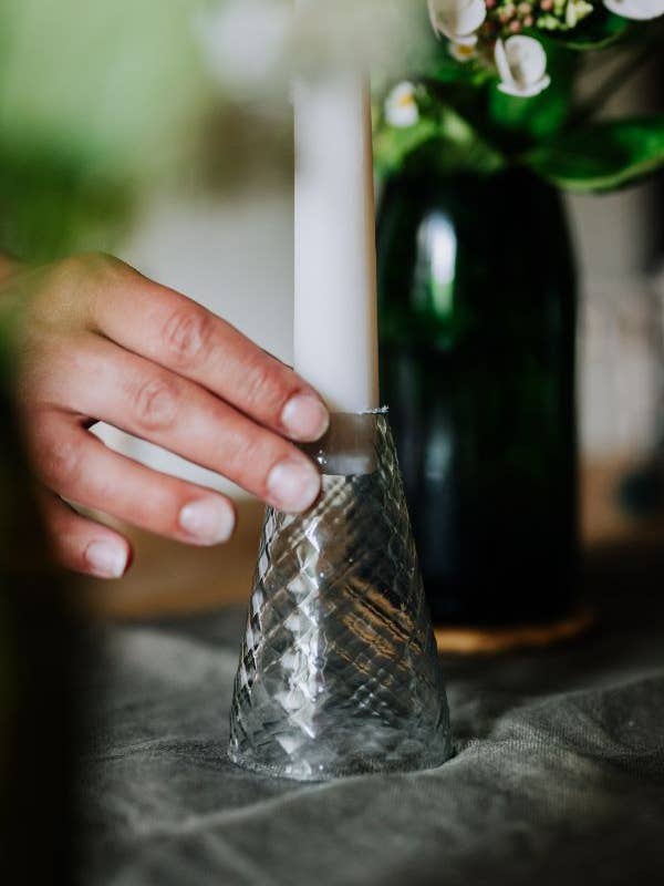 Recycled Clear Glass Candlestick Holder for wholesale by Old Green