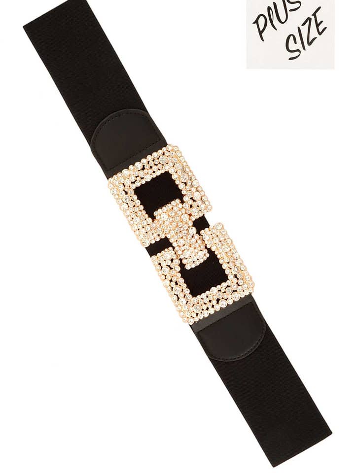 PLUS SIZE Rhinestone Square Buckle Elastic Belt 97 for wholesale by anbfashion