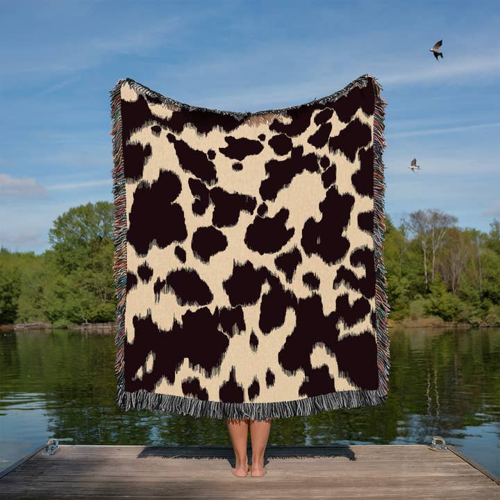 CasaIuliia - Wholesale Throw Blanket - Western Cowhide Blanket – Cowboy Ranch Style Woven Throw4