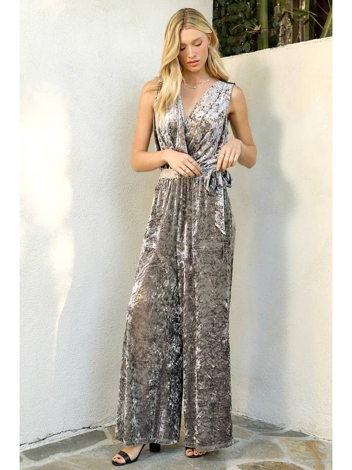 Mystree - Wholesale Jumpsuit - Women's - 60785 Velvet Sleeveless Jumpsuit