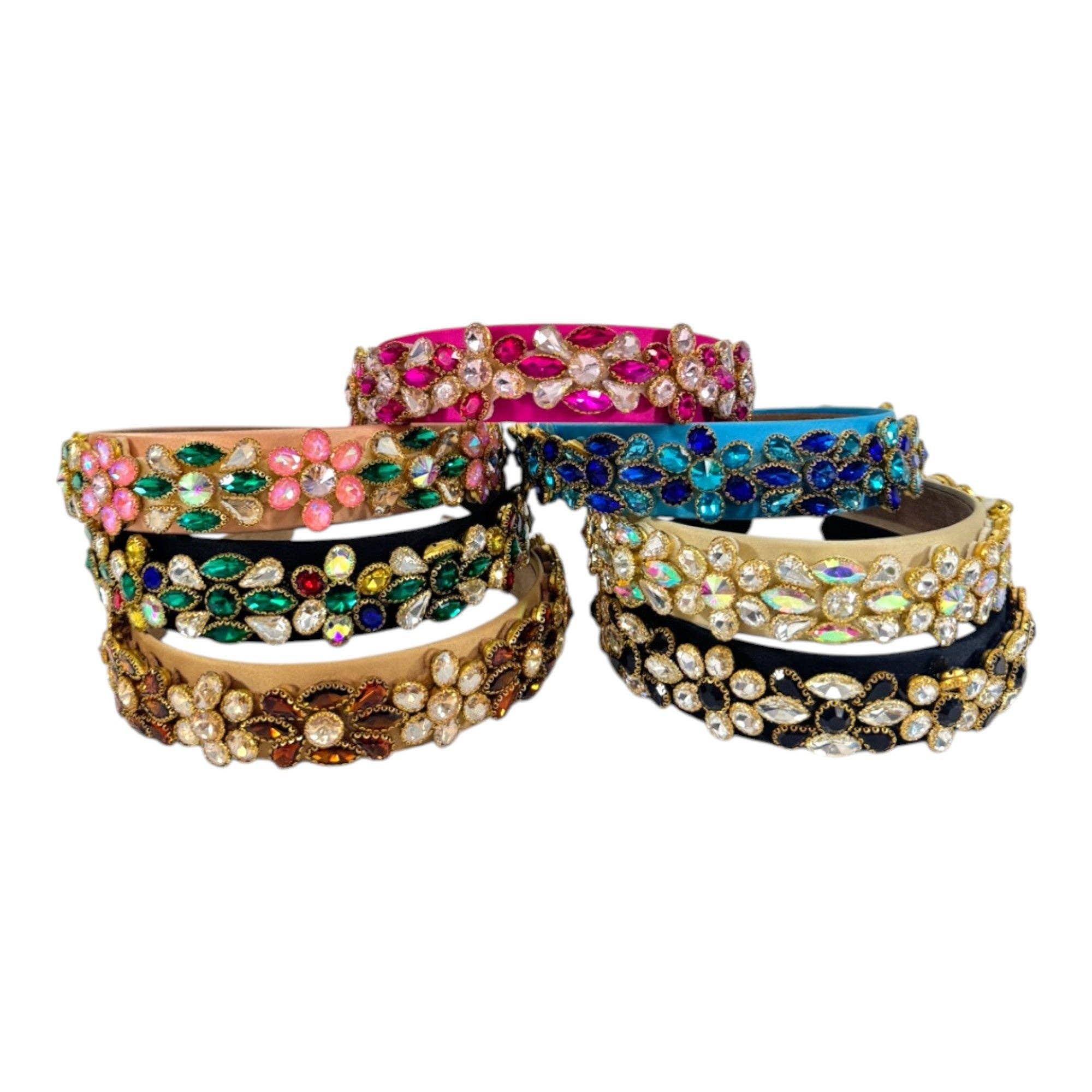 ASSORTITI Fascia Decorativa con Fiori Multi Cristallo HB1226-13 (12PC) in vendita all'ingrosso su Faire6