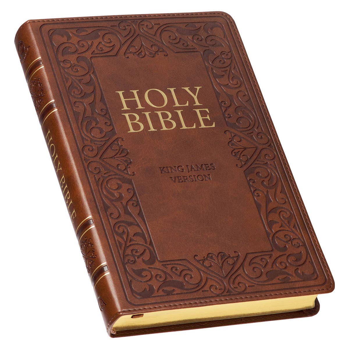 Christian Art Gifts - Wholesale Religion - KJV Bible Deluxe Gift Faux Leather, Medium Brown2