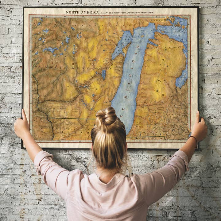 67 Lac Michigan et est du Wisconsin 11x14" affiche imprimée de carte vintage historique antique par Lisa Middleton pour la vente par Great Rivers Arts