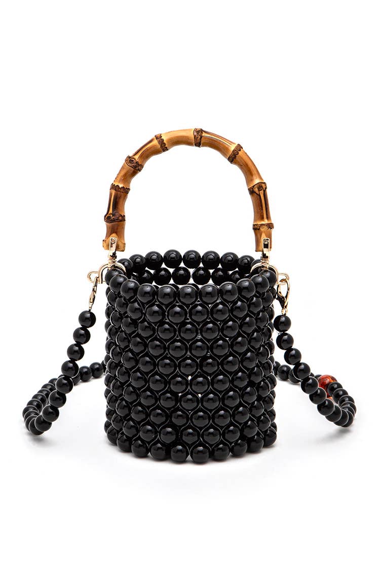 Artini Accessories - Wholesale Clutch Bag - Women's - Bamboo Top Handle Beaded Bucket Clutch Bag1