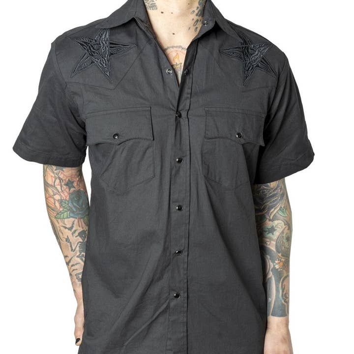 Hellbilly Baphomet Western Shirt for wholesale by Kreepsville