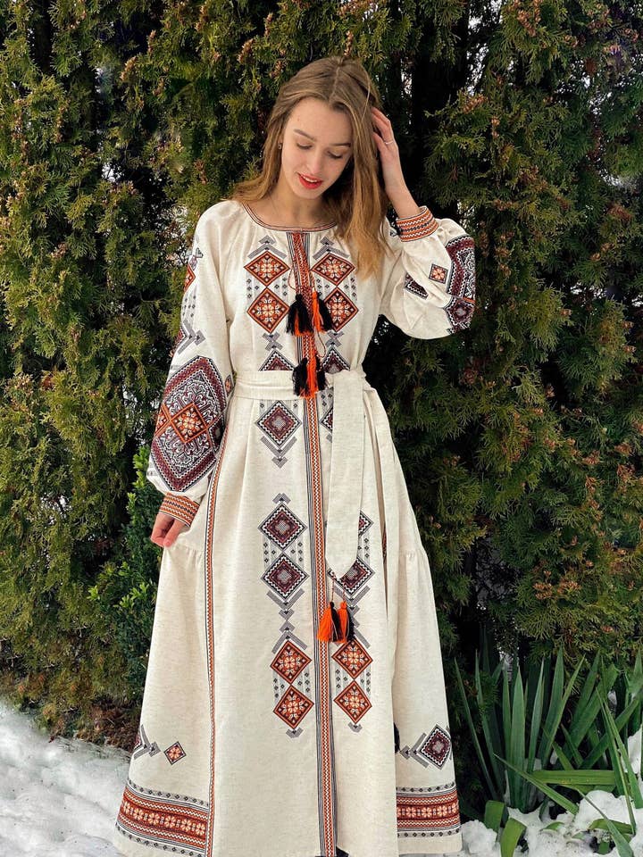Vestido Bordado de Mulher Feriados por atacado de Handmade Originals Ukraine
