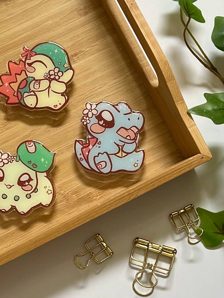 Pika Friends Johto Region Glitter Epoxy Acrylic Phone Grips for wholesale by Peony Lee Art