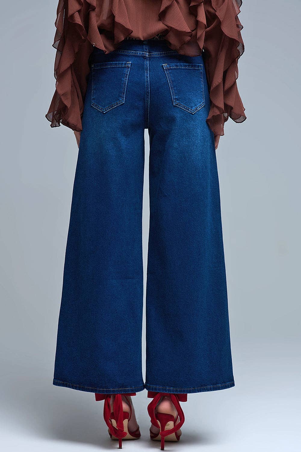 Basic Stretch Jeans with Wide Leg in Deep Blue for wholesale on Faire1
