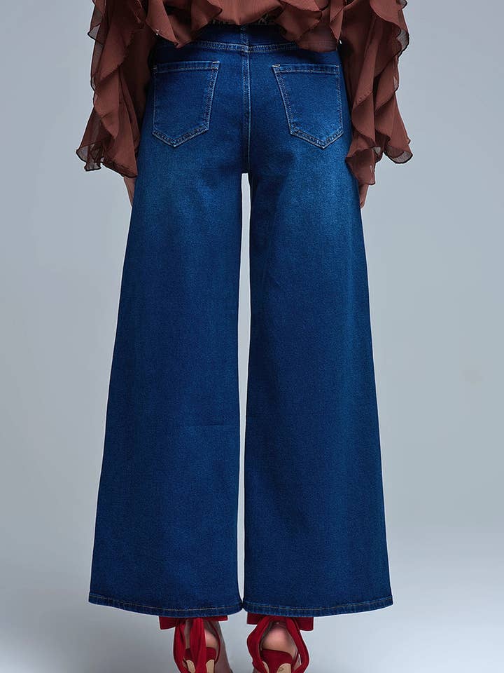 Basic Stretch Jeans with Wide Leg in Deep Blue for wholesale on Faire1
