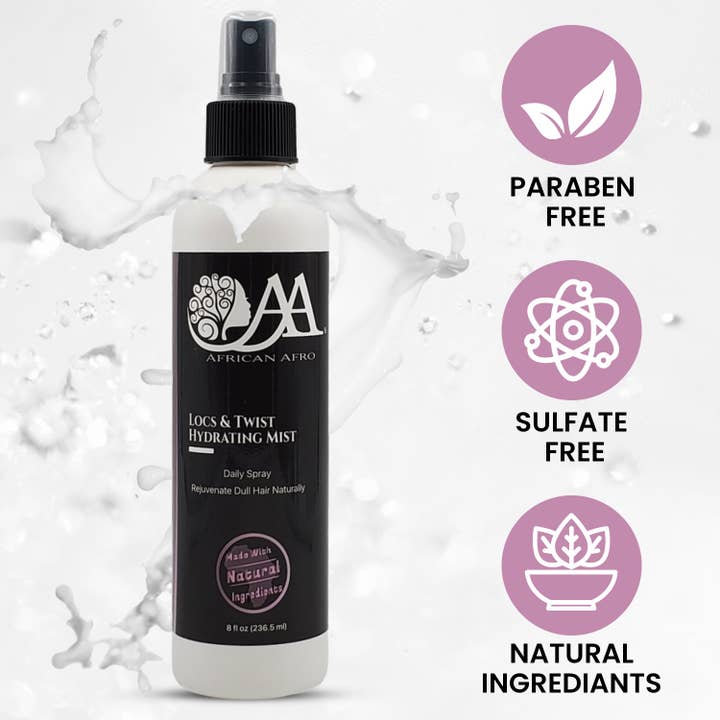 African Afro - Venta al por mayor Sprays para el pelo - Rocío hidratante Locs and Twist | Spray refrescante para rastas, trenzas y trenzas | (8 oz, paquete de 12)