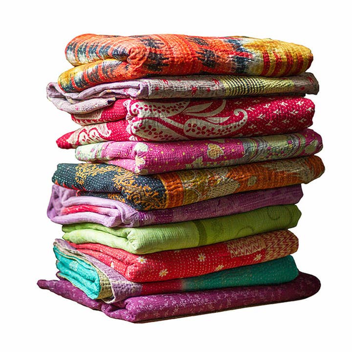Vagabond Vintage – wholesale Throw blanket – Kantha Stitch Reversible Throw0
