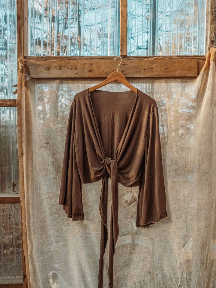 Gardenbelle Shop - Wholesale Blouse - Women's - OrganicEcoVero Boho Bell Sleeve Yoga Wrap Top Flare Cozy Top11