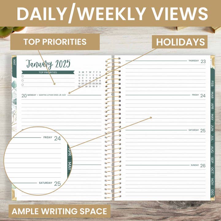 bloom daily planners - Venta al por mayor Agendas - Planificadores de tapa dura para el año calendario 2025, 5 x 8 pulgadas, elige el diseño