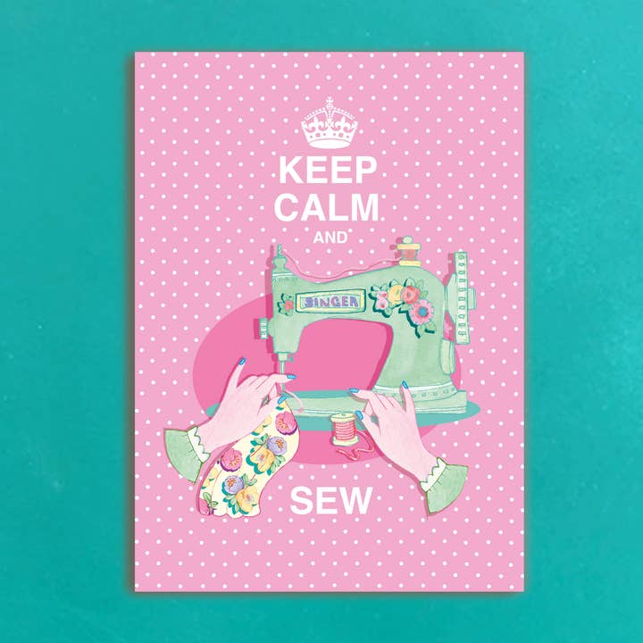 Lot de 12 cartes postales Keep Calm & Sew pour la vente par Siobhan at april rose