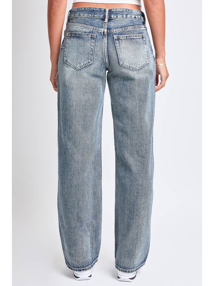 Tinted Medium Wash Low Rise Wide Leg Rigid Jeans for wholesale on Faire