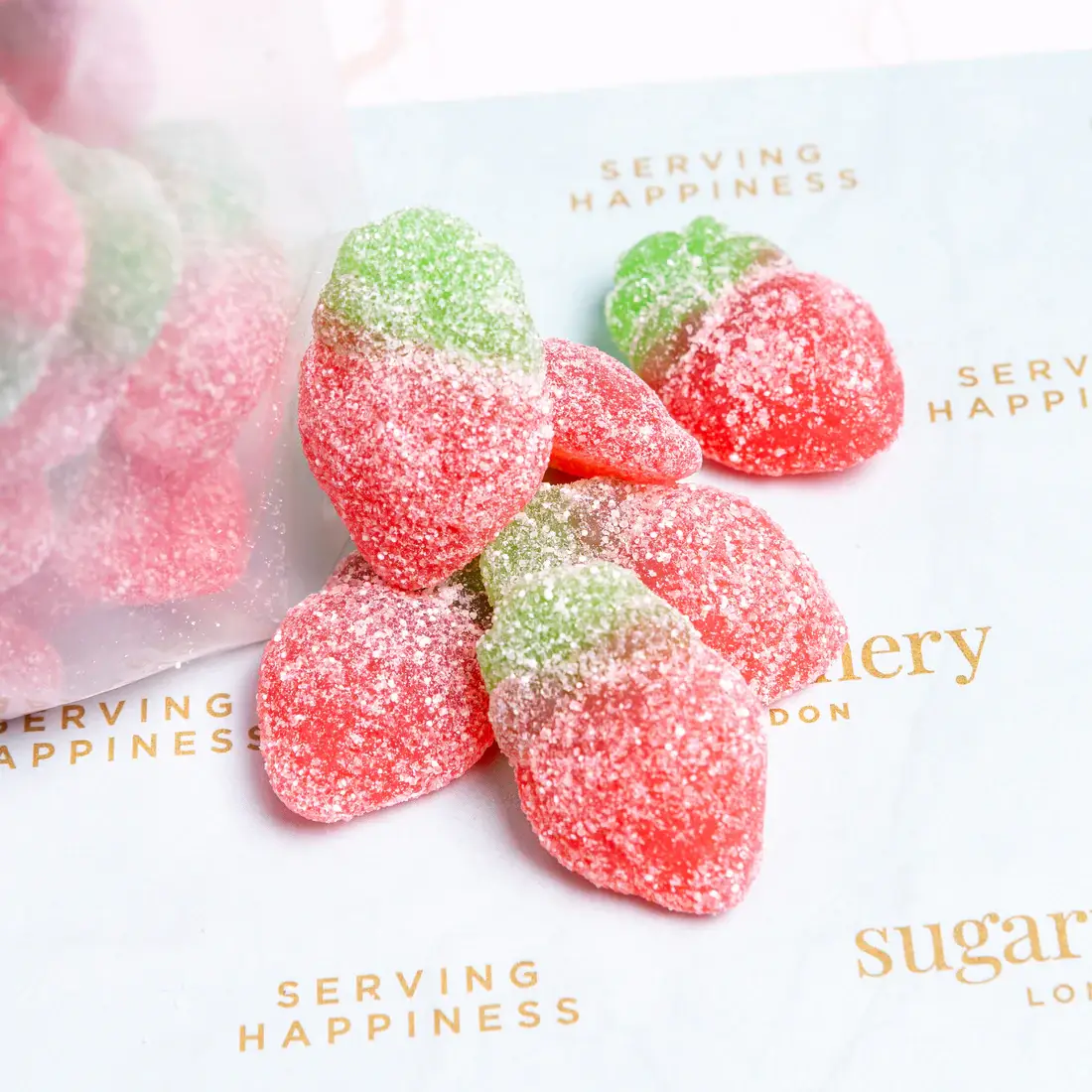 sugarfinery limited - Vendita all'ingrosso Caramelle gommose - Paradiso di Fragole Frizzanti per Vegani Mini Pouch1