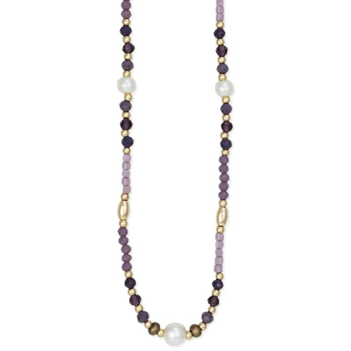 ZAD - Wholesale Beaded/pearl necklace - Elegant Strand Purple Bead Faux Pearl Necklace1