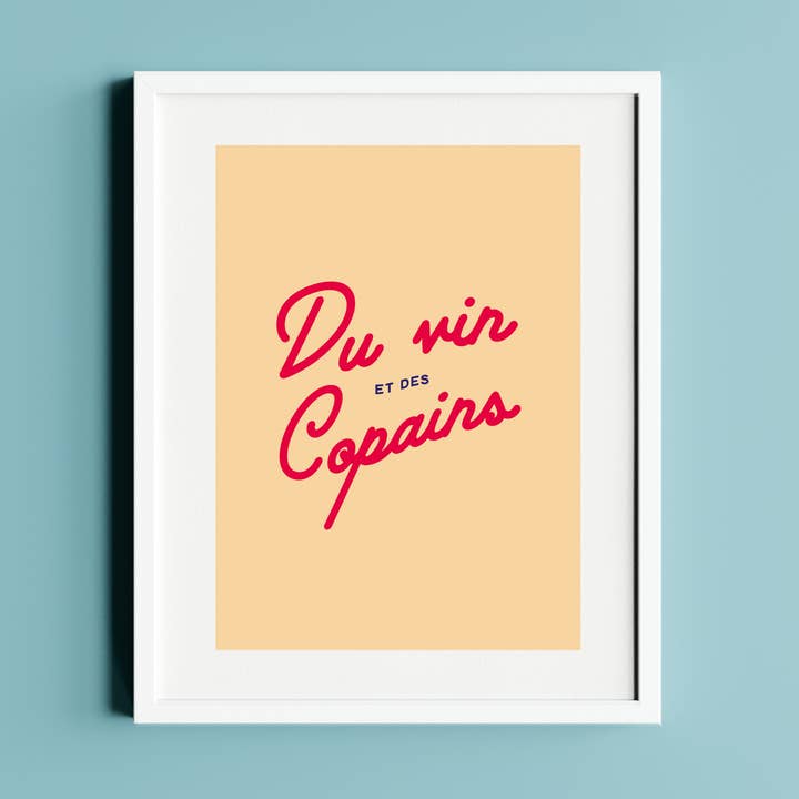 Poster "Vini e amici" formato A3 🍷 per la vendita all'ingrosso da parte di Les fonds perdus