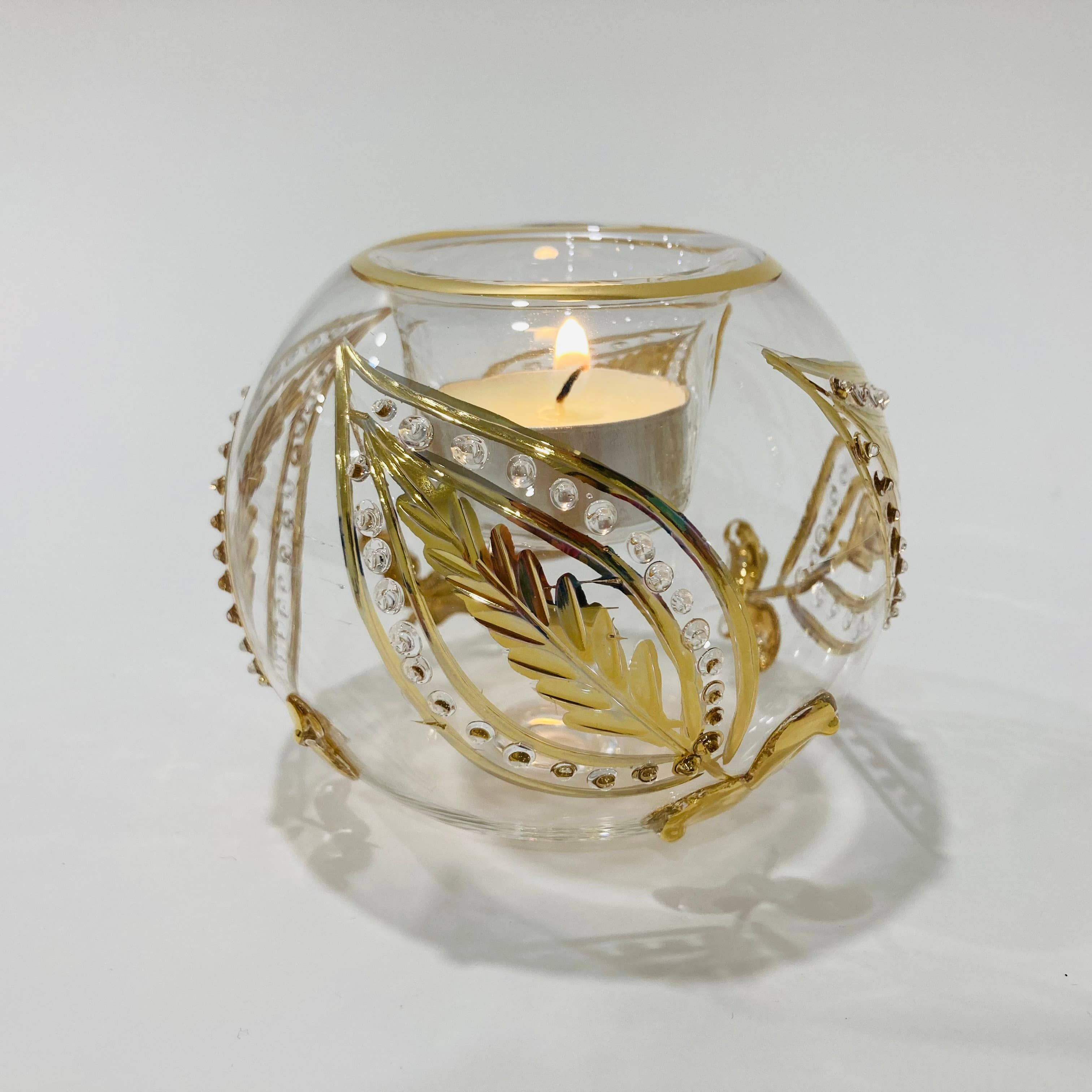 Dandarah (Ships from Canada) - Wholesale Candle Holder - Blown Glass Candle Holder - Paisley Gold3