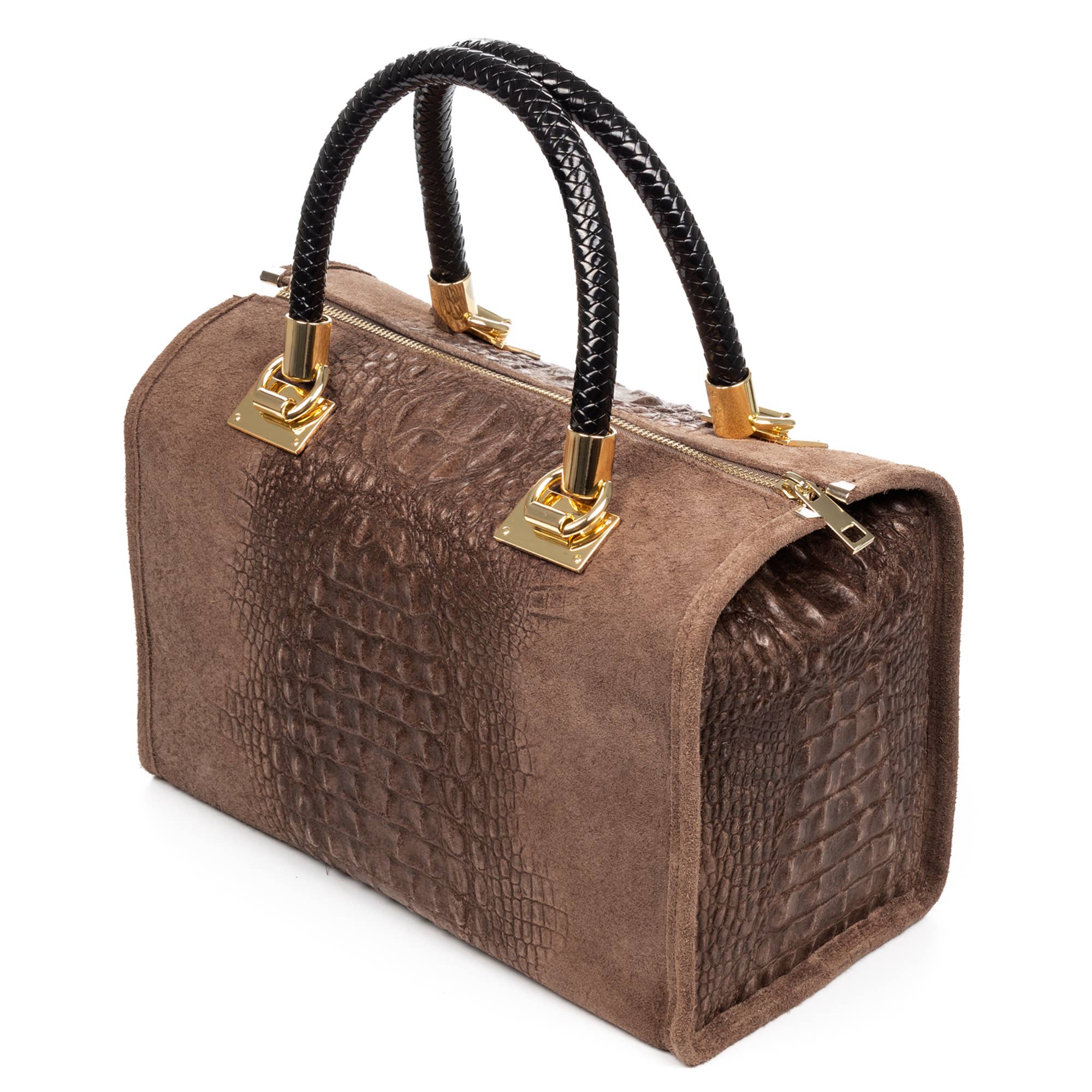 FIRENZE ARTEGIANI - Wholesale Top Handle Bag - Women's - Anacapri Women's Tote Bag. Genuine Suede Crocodile Leather.12