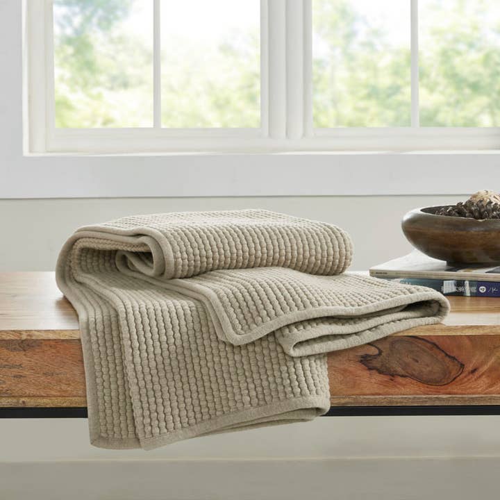 Dakota Popcorn Throw Blanket I 50"x 70" I Natural for wholesale on Faire2