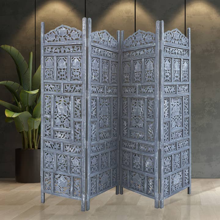 India Overseas Trading Corporation - Wholesale Room Divider - 4 Panel Wooden Screen Room Divider4