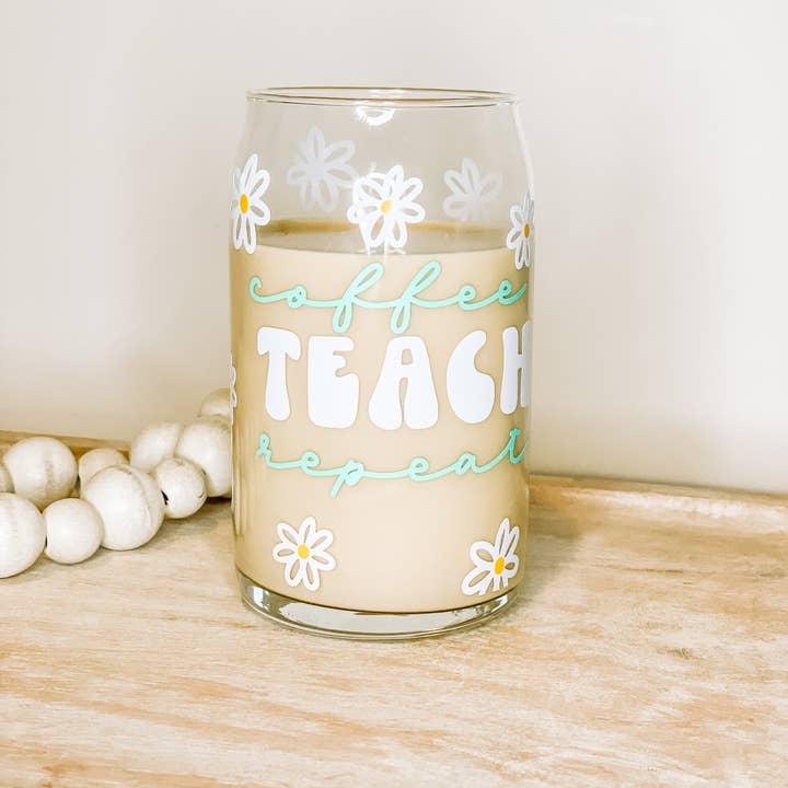 Iced Coffee Bier Can Glass, Leraar Iced Coffee Glass voor wholesale door Checkered Apron Studio