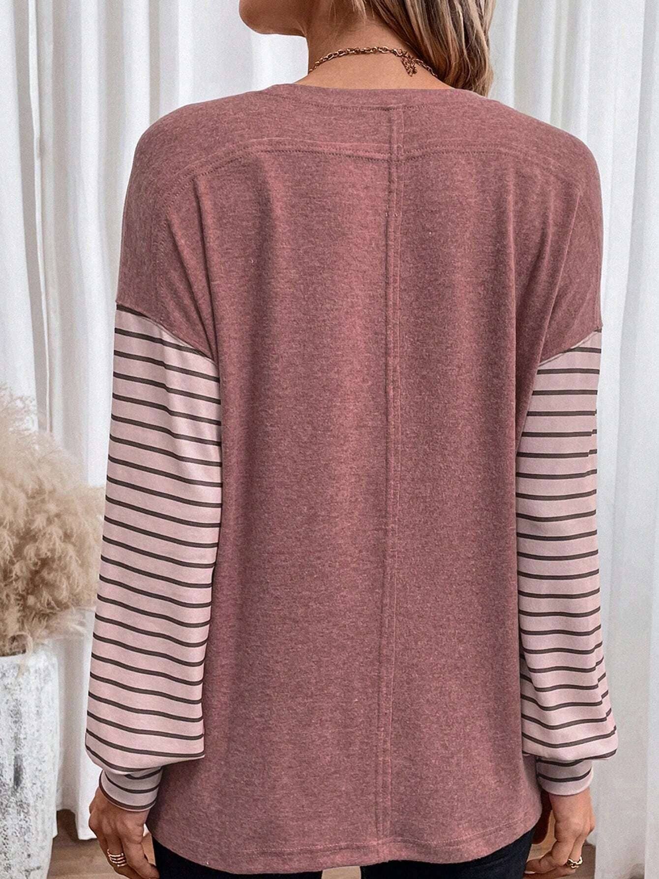 Rosa Clothing - Wholesale Tunic - Women's - Colorblocked sloucy striped long-sleeved top9