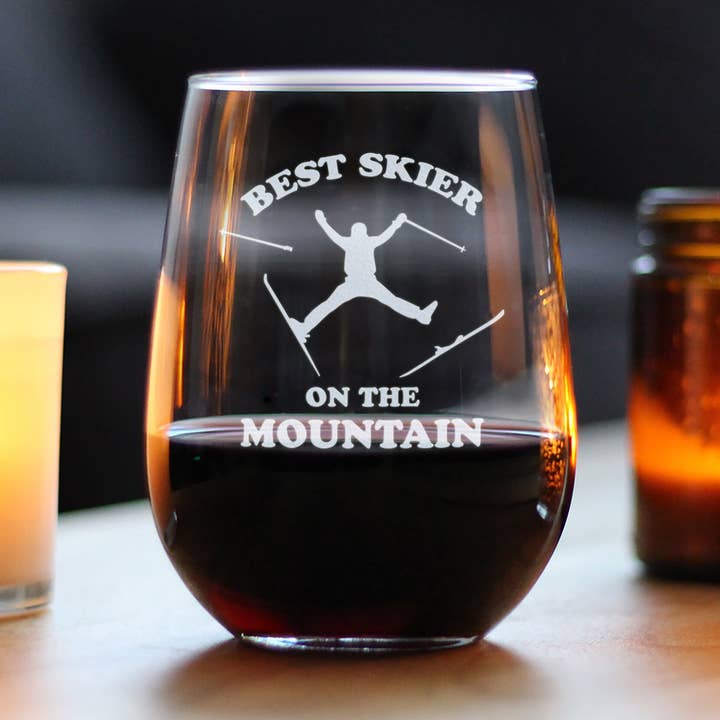 Bicchiere da vino senza stelo Best Skier - Regali e decorazioni per lo sci per la vendita all'ingrosso da parte di bevvee