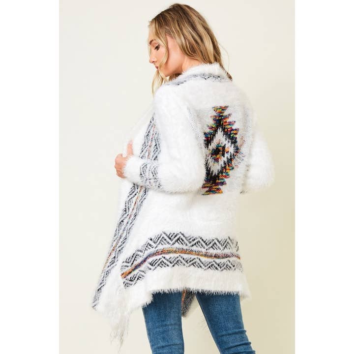 Aztec Print Long Sleeve Open Front Cardigan for wholesale by BNS