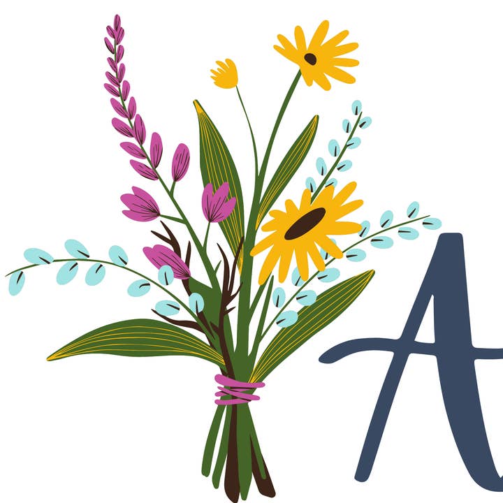 Carnet Monogramme Bouquet de fleurs pour la vente par The Paper Chickadee Design Co.