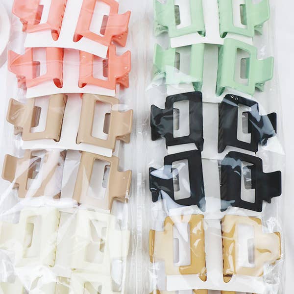 MIX COLOR Small Matt Cut Out Rectangle Hair Claw for wholesale on Faire7
