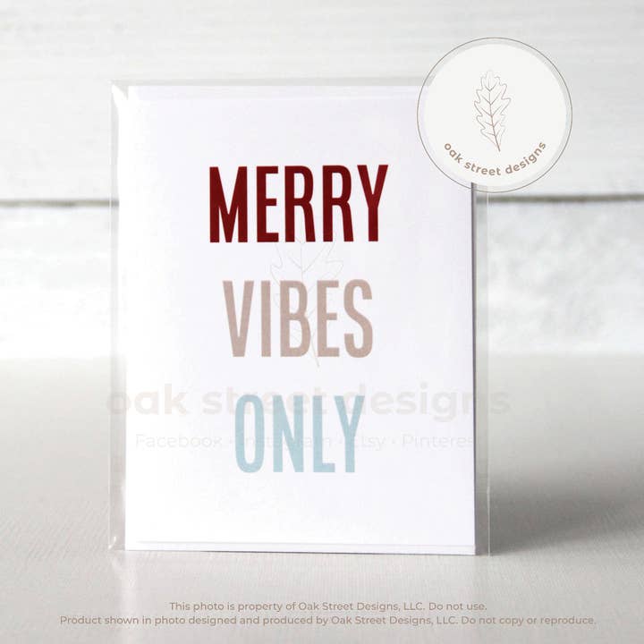 Merry Vibes Only Christmas Card for wholesale by Oak Street Designs