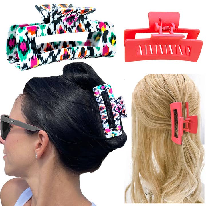 BULK PACK - Set of Two Hair Clips - Aztec & Coral for wholesale by Laberri