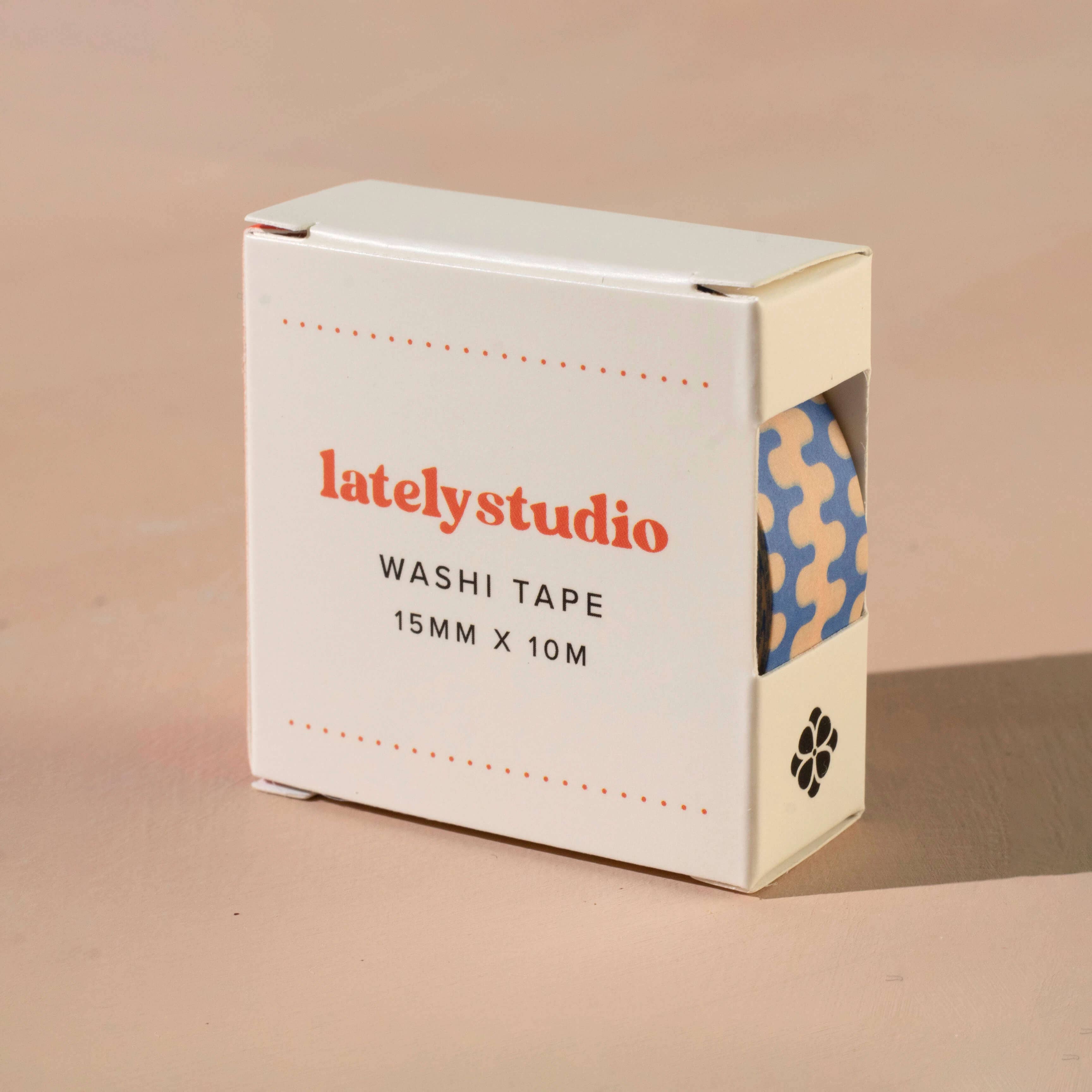 Lately Studio - Wholesale Washi Tape - Blue Geometric Washi Tape | Retro Bullet Journal Paper Tape2