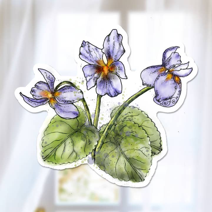 Adesivo blu o viola in legno, NJ, WI, IL, RI States Flower per la vendita all'ingrosso da parte di Katekreates