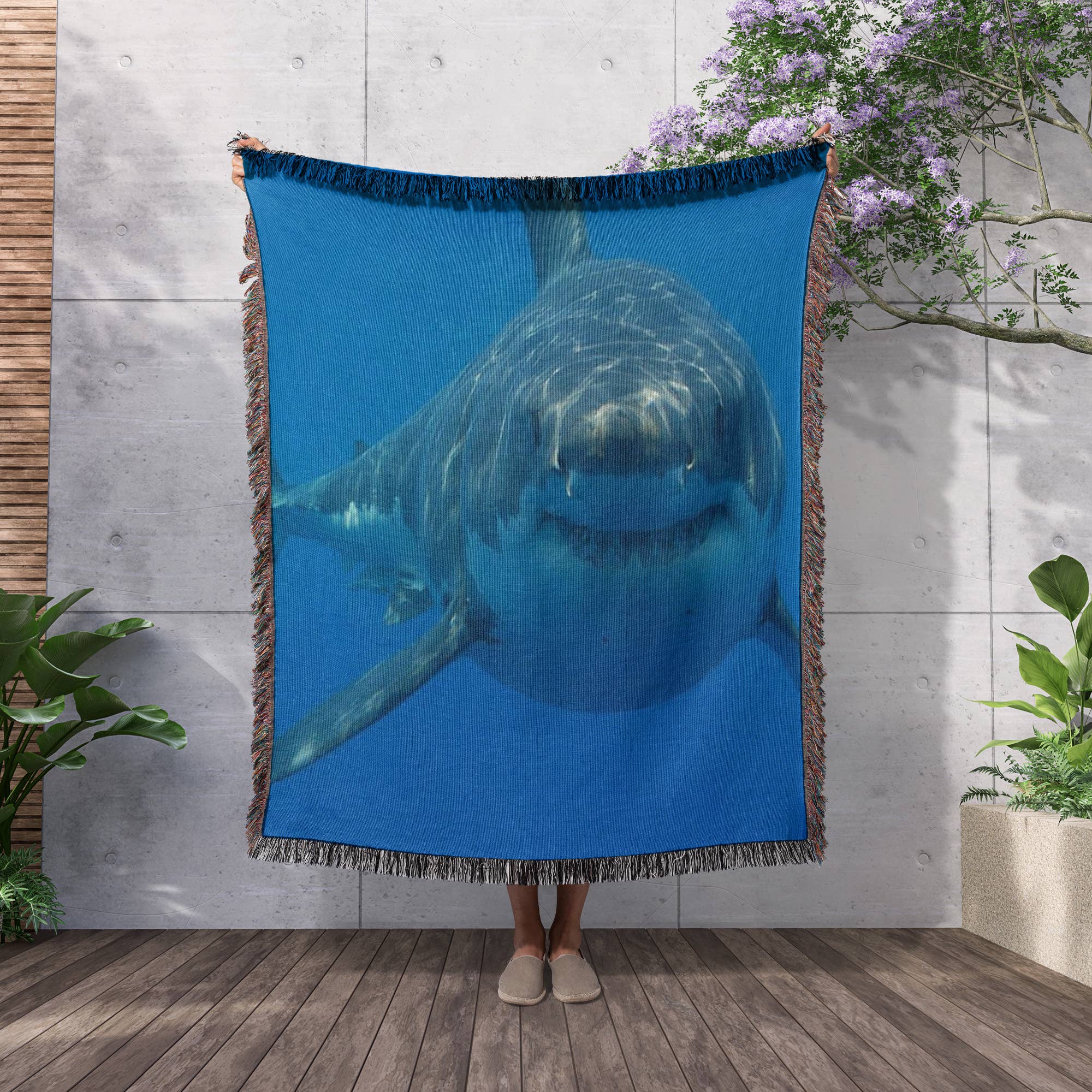 3dRose - Wholesale Throw Blanket - 3dRose, Underwater Great White Shark, Blanket2