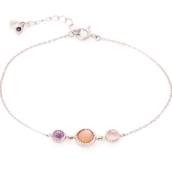 Veelkleurige multistone armband, sterling zilver 925, 17+3 cm voor wholesale door OPALOOK France