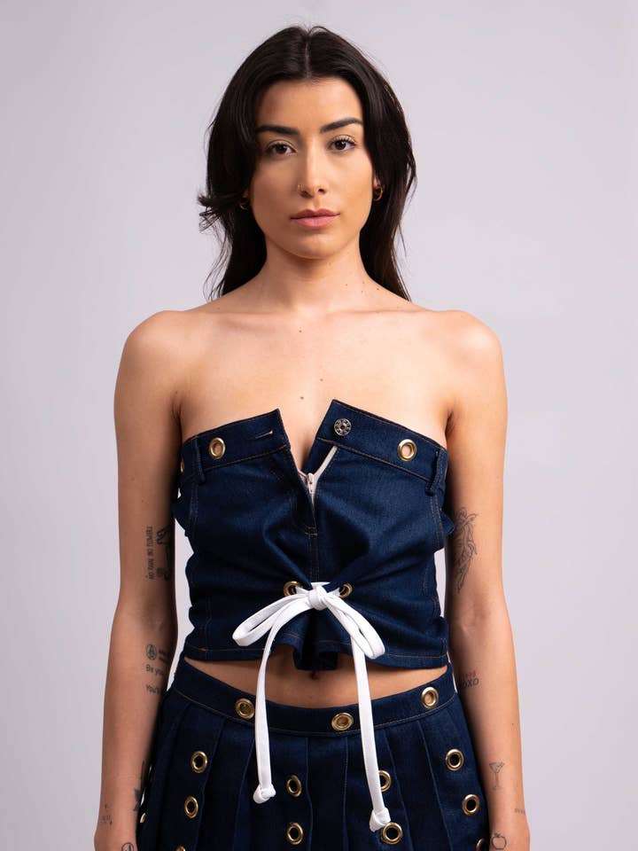 Destiny Denim Top for wholesale by Maui X Lolita