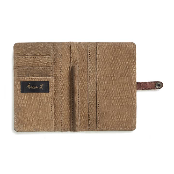 Mona B. - Wholesale Passport Case - Women's - Jet Lag Up-Cycled Canvas Passport Travel Wallet2
