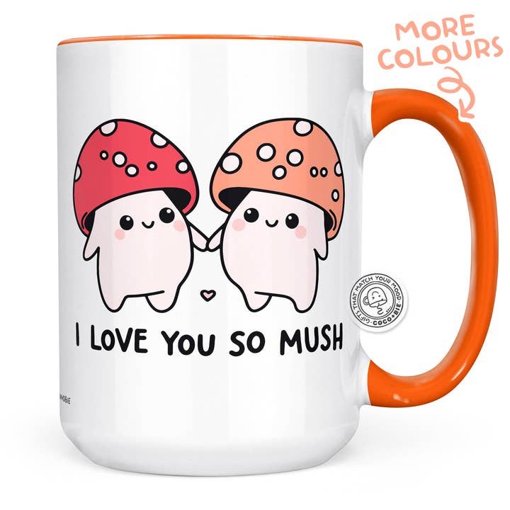coco+bie designs - Wholesale Koffiemok - Ik hou zo veel van je mok - Schattige paddenstoelen Valentijnsdag mok1